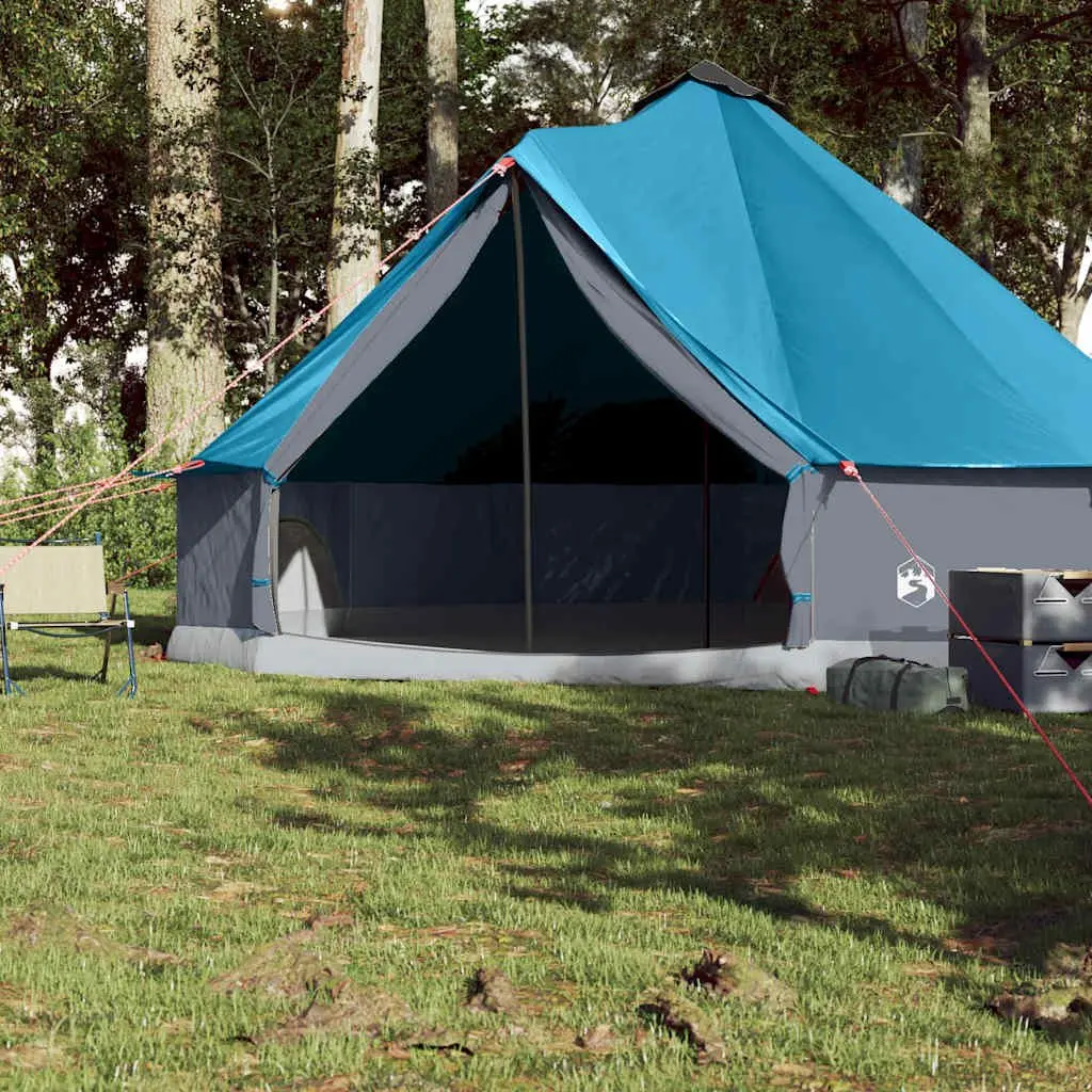 Camping Tent Blue 8-Person Waterproof Weather-Resistant Mesh Walls