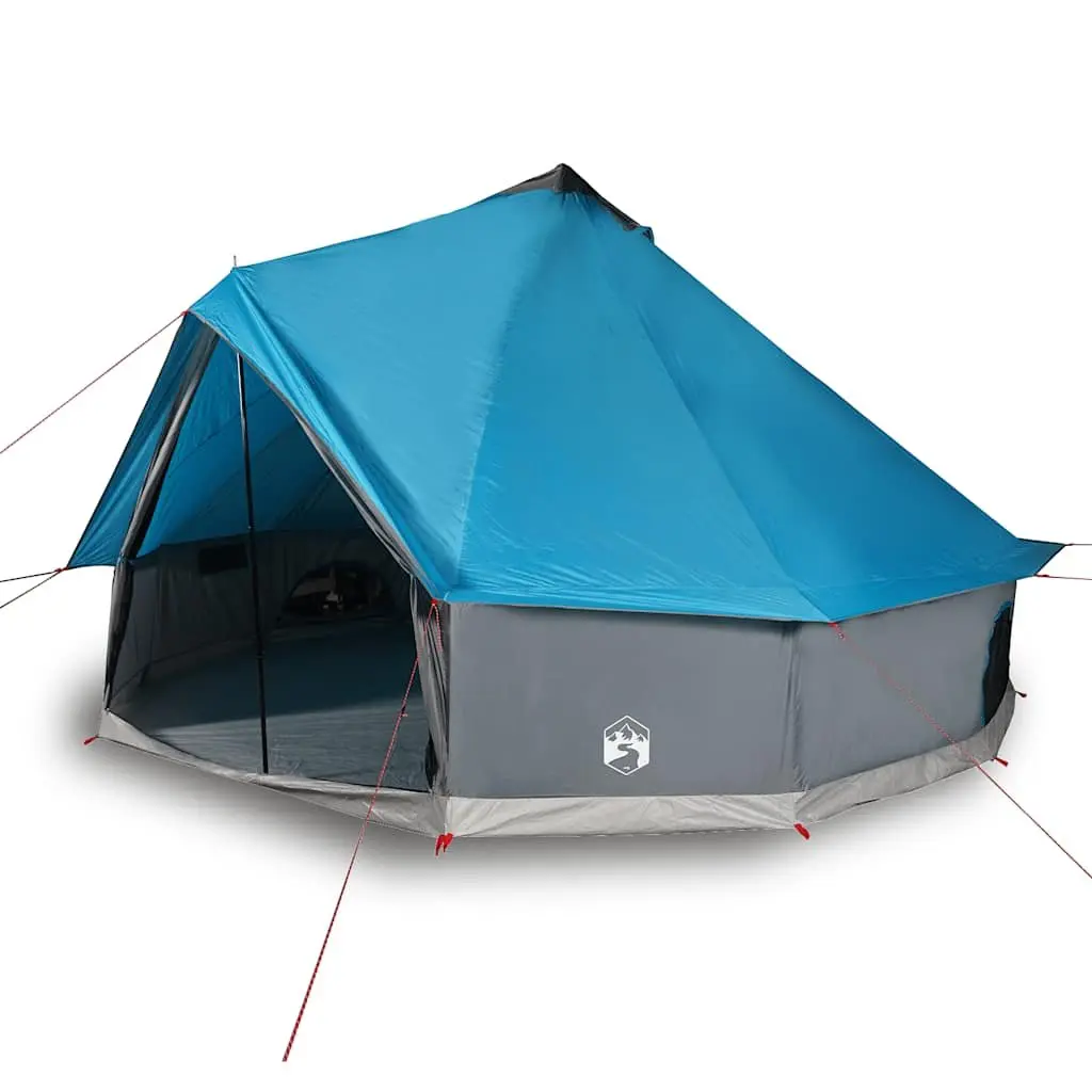 Camping Tent Blue 8-Person Waterproof Weather-Resistant Mesh Walls