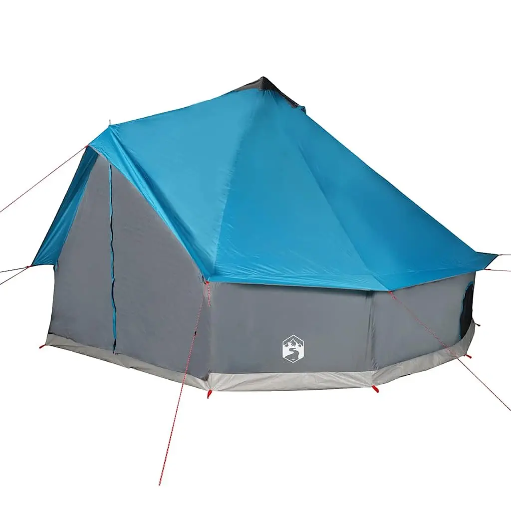 Camping Tent Blue 8-Person Waterproof Weather-Resistant Mesh Walls