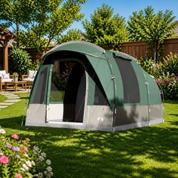 Compact and Reliable 3-Person Green Camping Tent