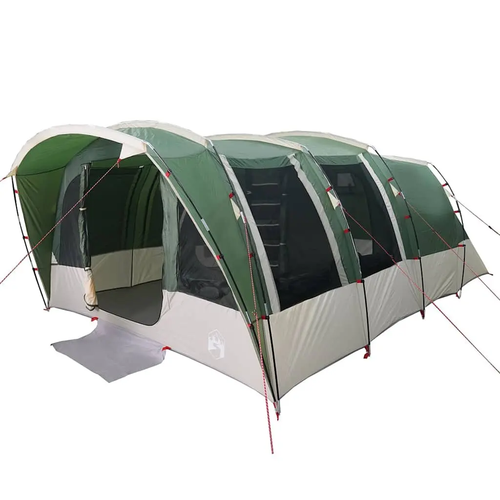 Family Tunnel Tent Green 8-Person Waterproof Camping Outdoor Fibreglass Poles