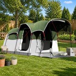 8-Person Green Tunnel Tent for Camping