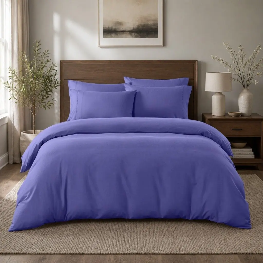 Queen Size Quilt Cover Set Royal Blue 2000TC Bamboo Cooling Duvet Cover