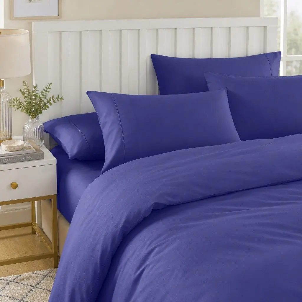 Queen Size Quilt Cover Set Royal Blue 2000TC Bamboo Cooling Duvet Cover