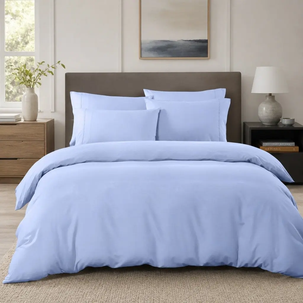 Bamboo Cooling Quilt Cover Set Light Blue King 2000TC Breathable Bedding