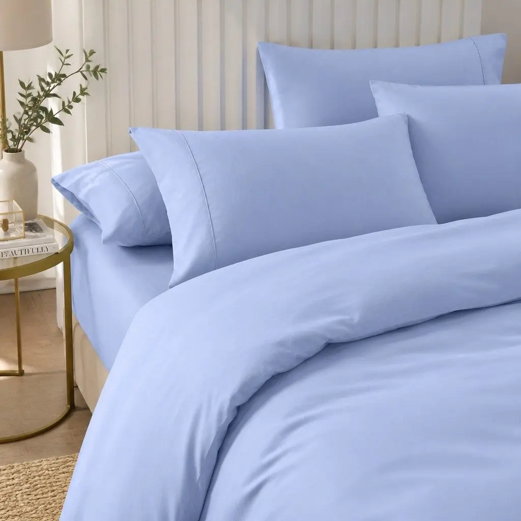 Bamboo Cooling Quilt Cover Set Light Blue King 2000TC Breathable Bedding