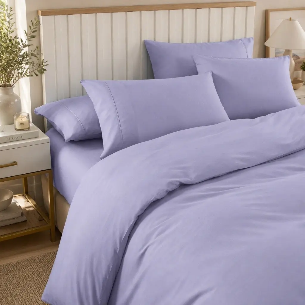Bamboo Cooling Quilt Cover Set Lilac Grey King 2000TC Silky Soft Breathable Thermo-Regulating