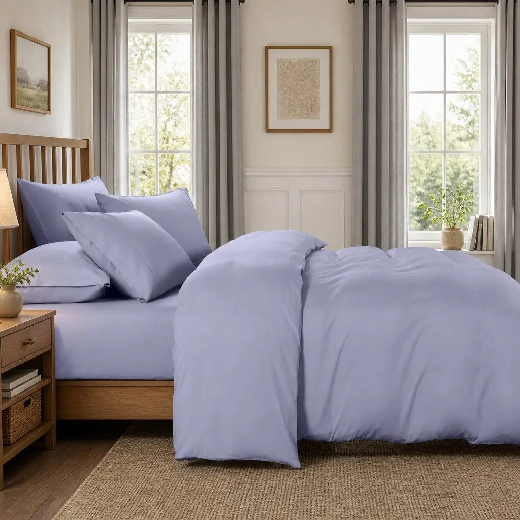 Bamboo Cooling Quilt Cover Set Lilac Grey King 2000TC Silky Soft Breathable Thermo-Regulating