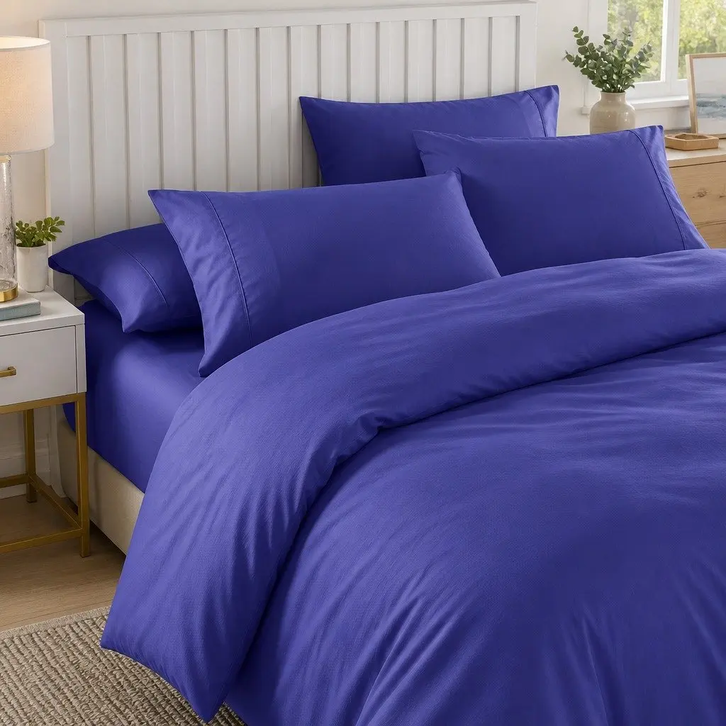 Bamboo Cooling Quilt Cover Set Royal Blue King 2000TC Breathable Hypoallergenic
