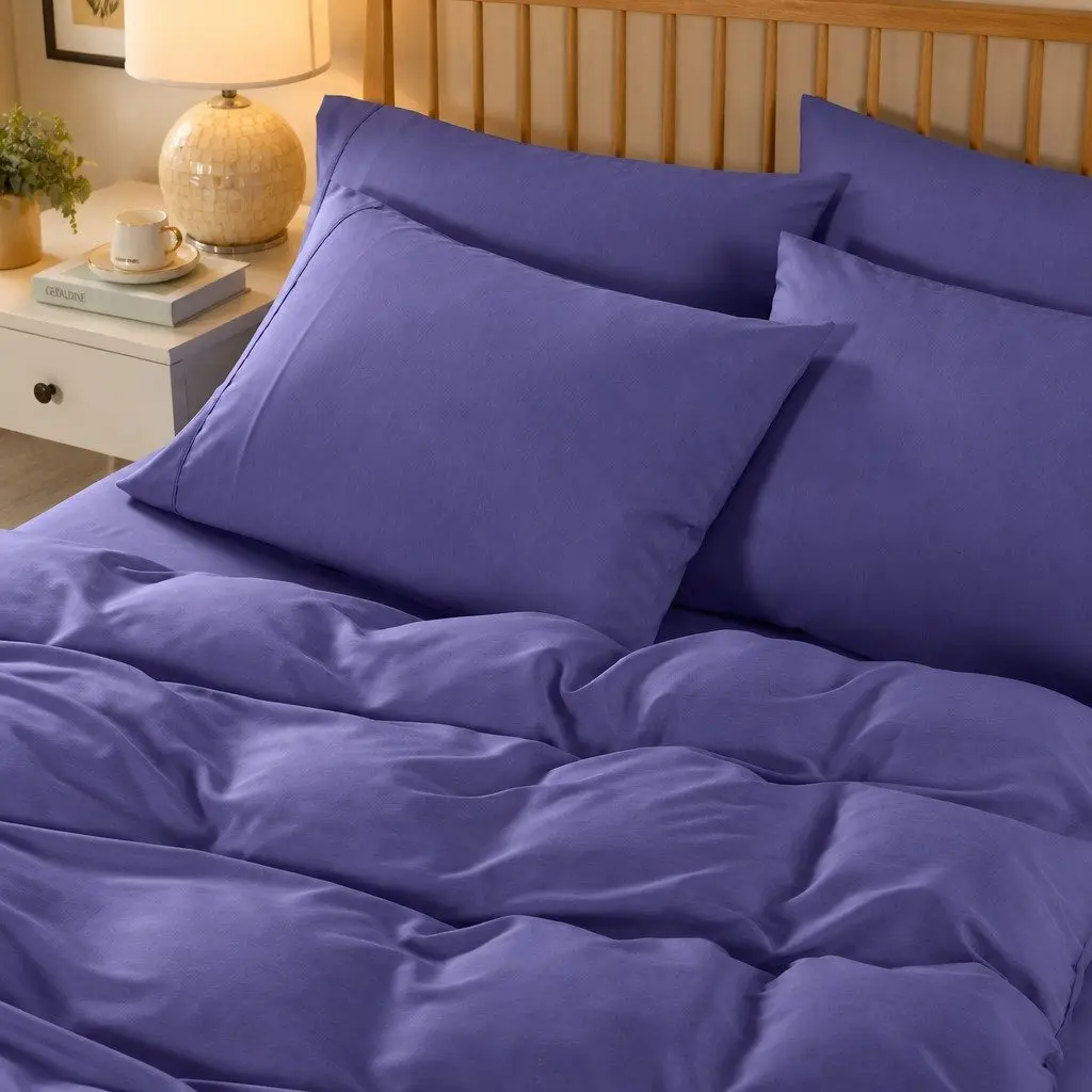 Bedding Combo Set Royal Blue Double 2000TC Bamboo Cooling 6 Piece Hypoallergenic Deep Pocket Fitted Sheet Quilt Cover