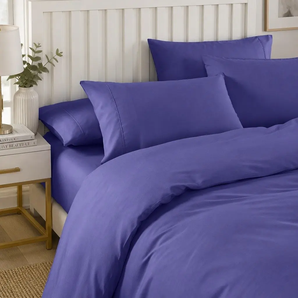 Bedding Combo Set Royal Blue Queen 6 Piece 2000TC Bamboo Cooling Fitted Sheet Quilt Cover