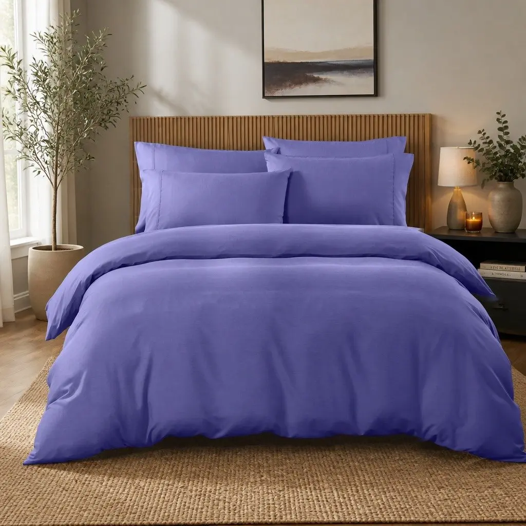 Bedding Set Royal Blue King 6 Piece 2000TC Bamboo Microfibre Quilt Cover Fitted Sheet