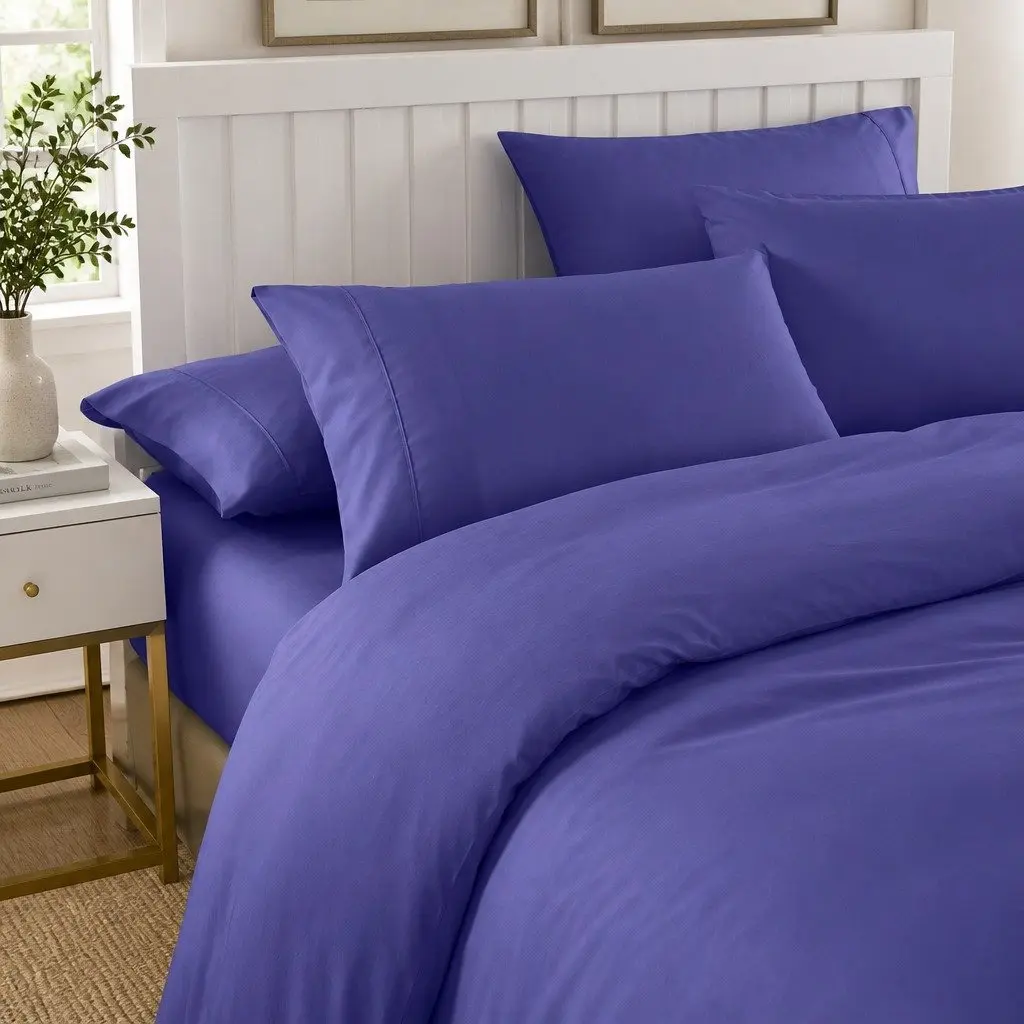 Bedding Set Royal Blue King 6 Piece 2000TC Bamboo Microfibre Quilt Cover Fitted Sheet