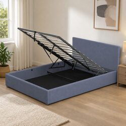Compact Single Gas Lift Bed Frame with Storage Features