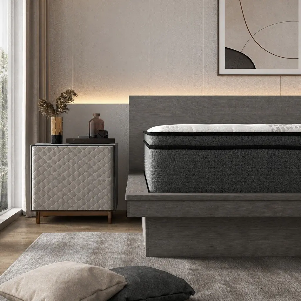 Double Mattress White-Grey 137cm x 190cm 5 Zone Euro Top Medium Firm Pocket Spring Pressure Relief