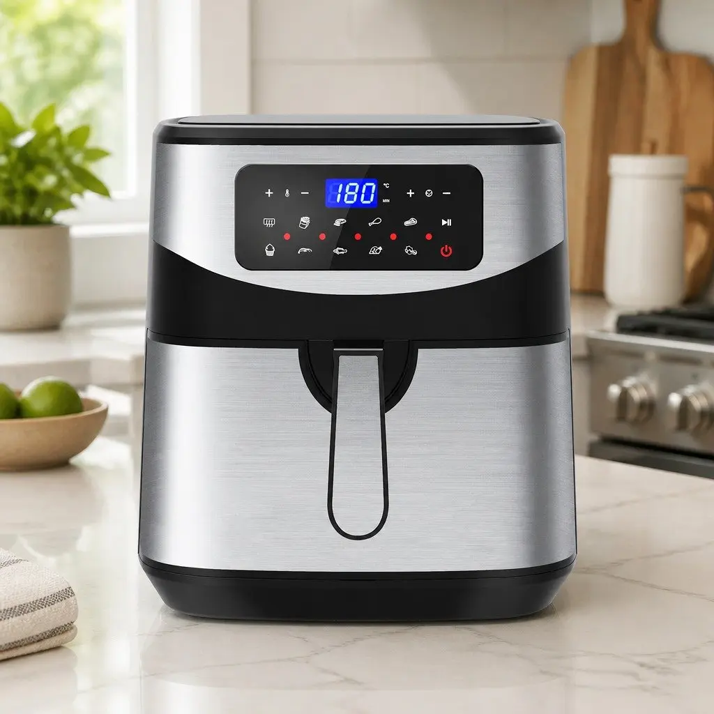 Digital Air Fryer Silver 12L Large Capacity Touch Screen Temperature Control
