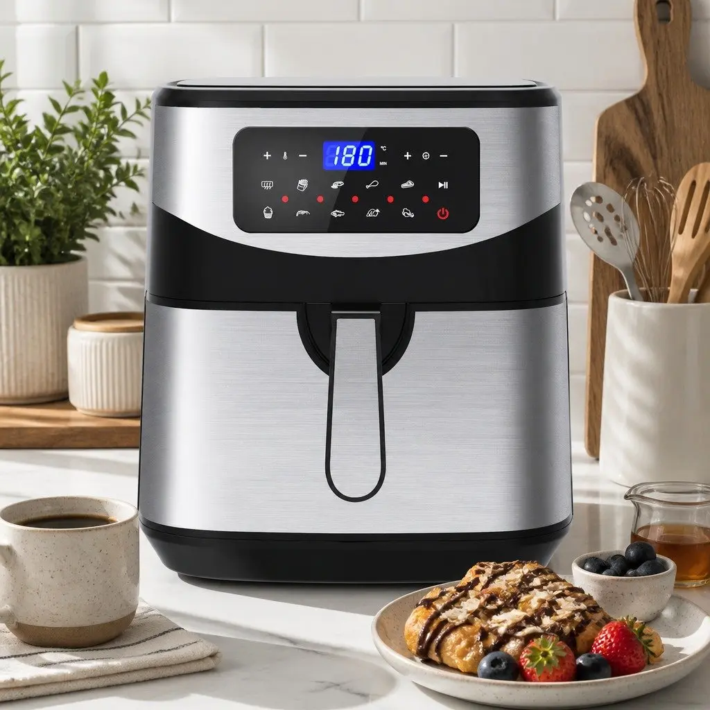 Digital Air Fryer Silver 12L Large Capacity Touch Screen Temperature Control