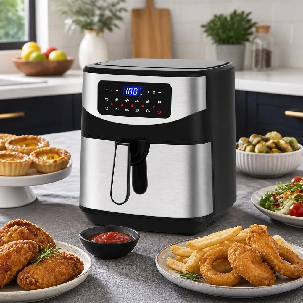 Digital Air Fryer Silver 12L Large Capacity Touch Screen Temperature Control