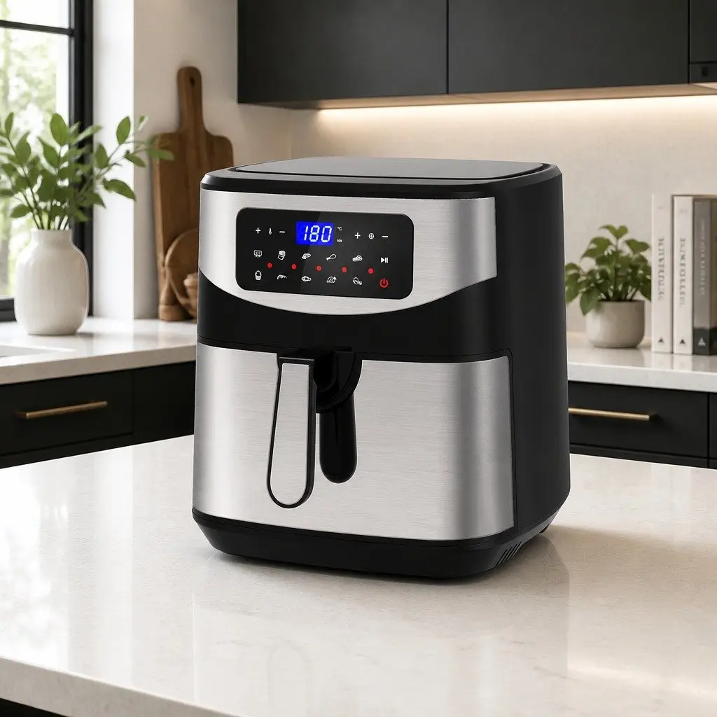 Digital Air Fryer Silver 12L Large Capacity Touch Screen Temperature Control