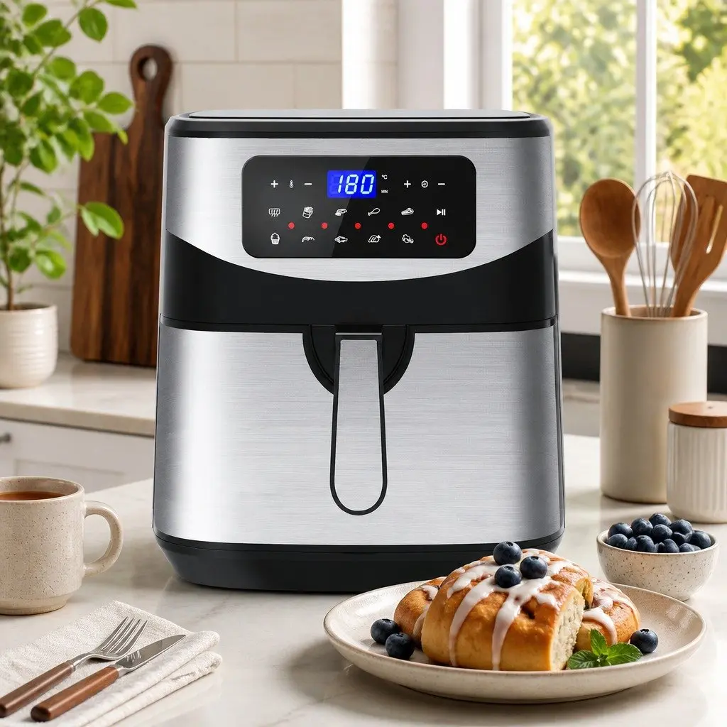 Digital Air Fryer Silver 12L Large Capacity Touch Screen Temperature Control