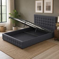 Compact King Gas Lift Bed Frame with Storage Solutions
