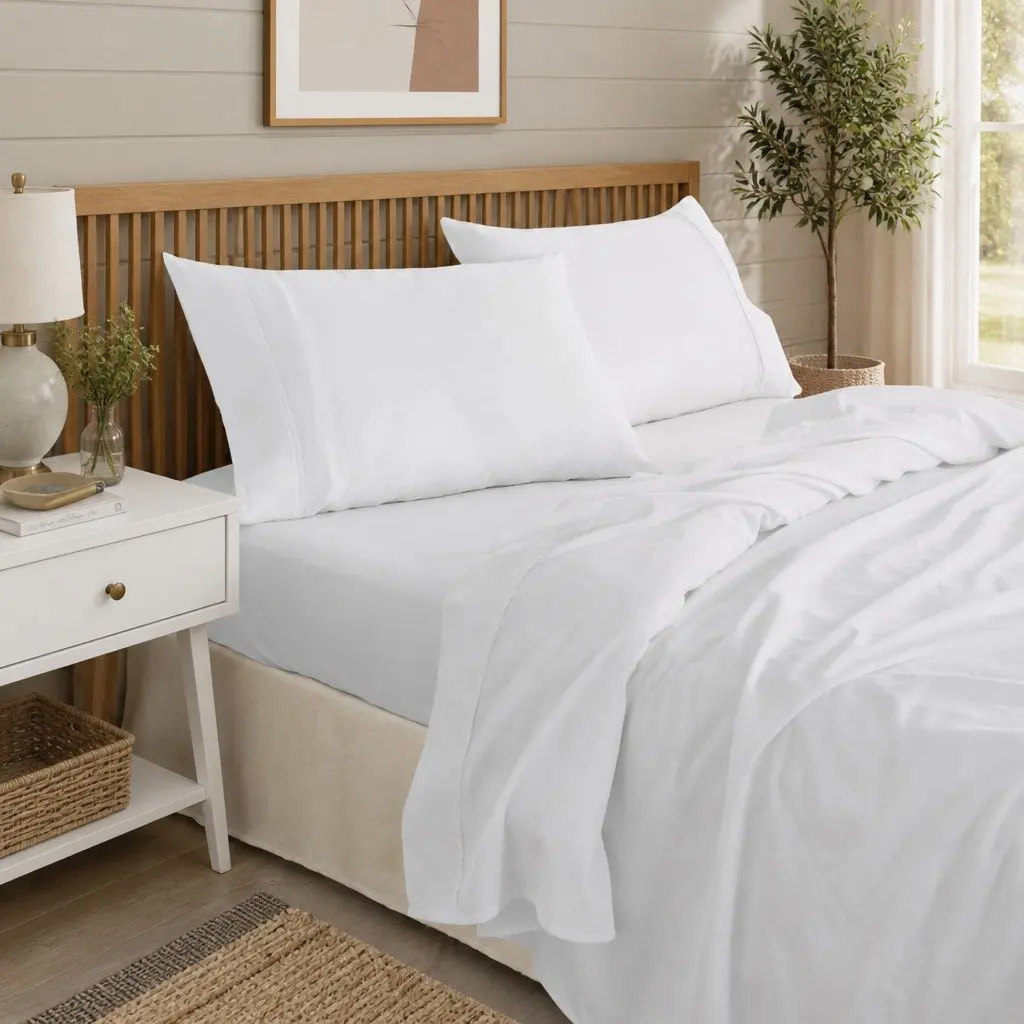 Queen Sheet Set Cool Grey 1000TC Bamboo Cotton Blend Moisture-Wicking Hypoallergenic
