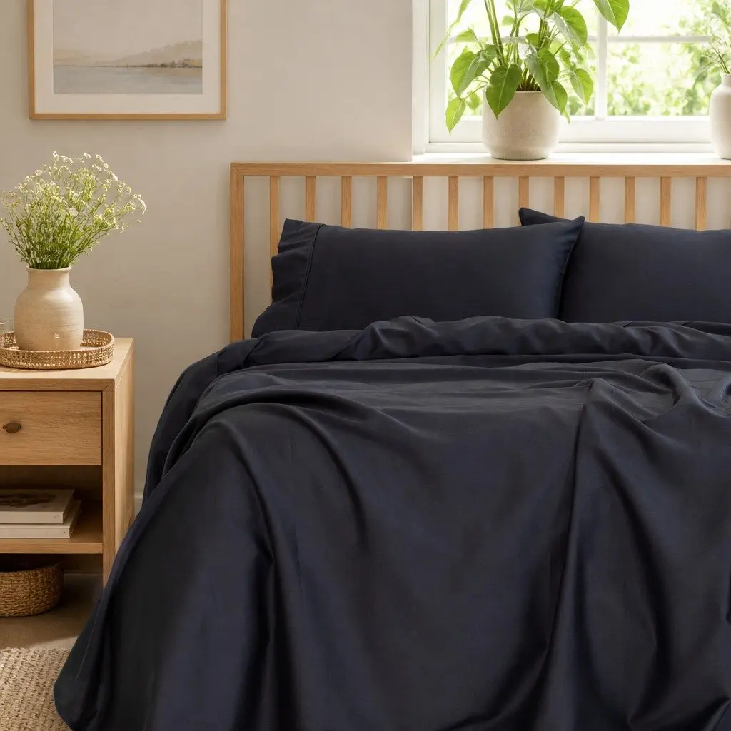 1000TC Bamboo Cotton Blend Queen Sheet Set in Charcoal