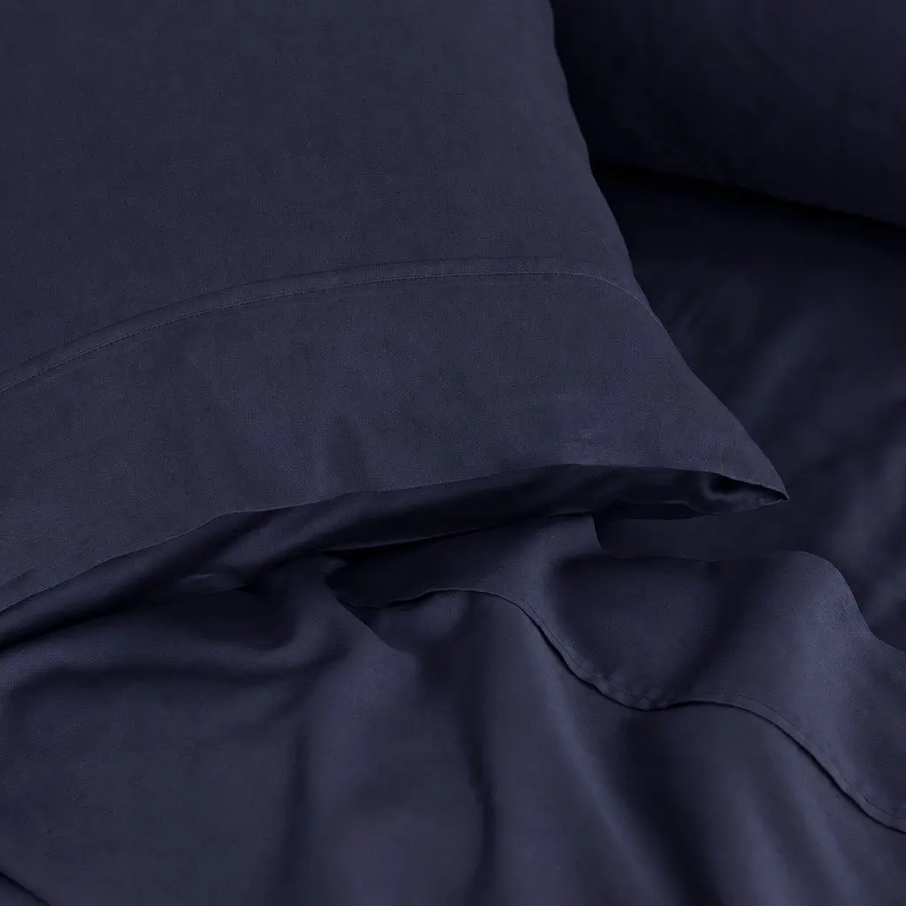Bamboo Cotton Sheet Set Royal Blue 1000TC Flat Fitted Pillowcases 4 Piece