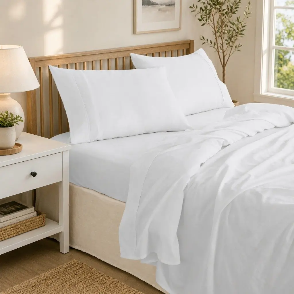Bamboo Cotton Sheet Set Cool Grey 1000TC 4 Piece Moisture-Wicking Hypoallergenic Bed Linen