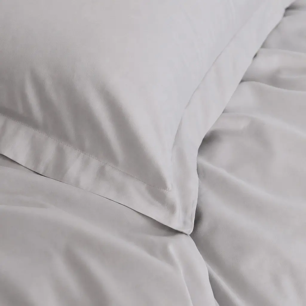 Quilt Cover Set Cool Grey King 1000TC Bamboo Cotton Blend Hypoallergenic Moisture-Wicking