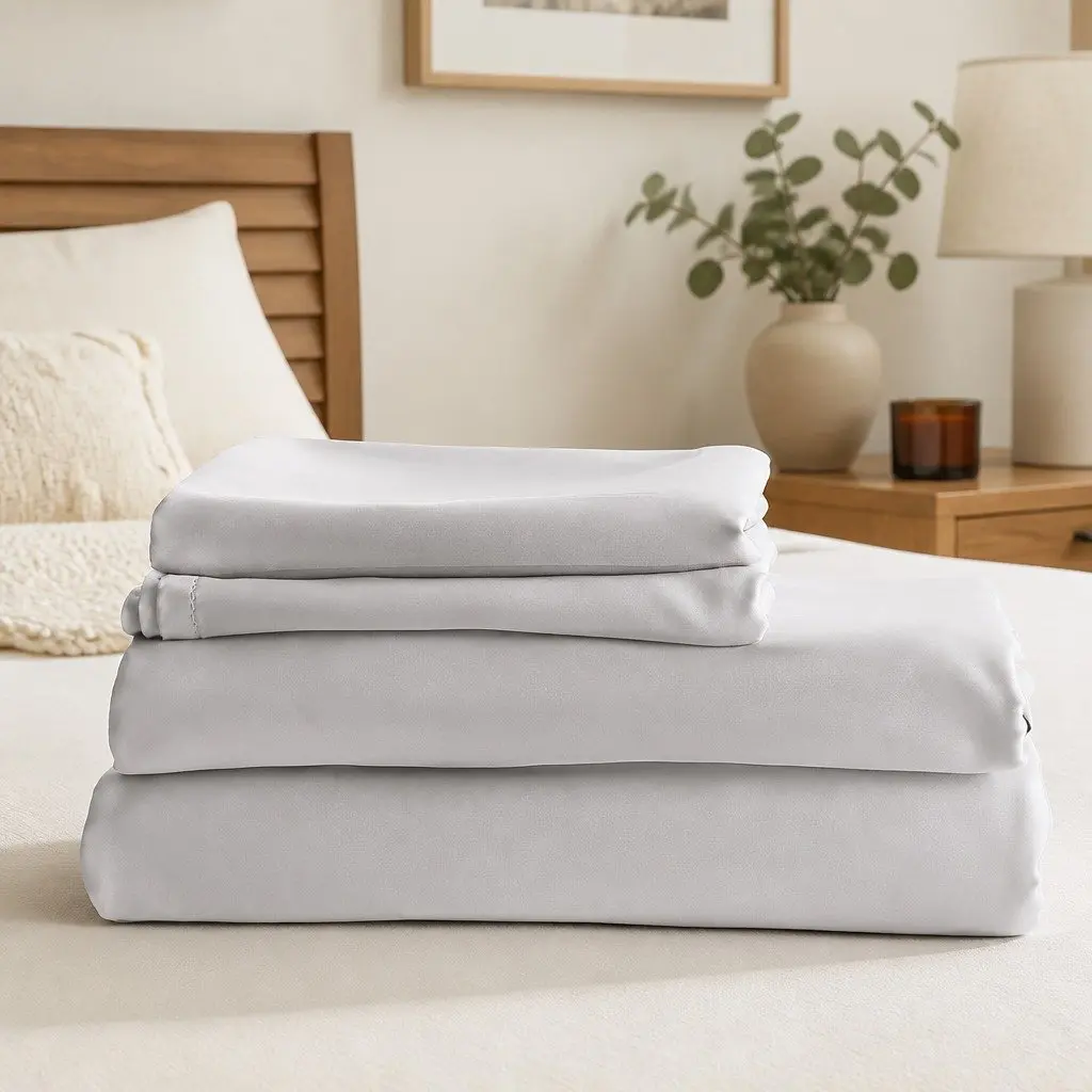 Quilt Cover Set Cool Grey King 1000TC Bamboo Cotton Blend Hypoallergenic Moisture-Wicking