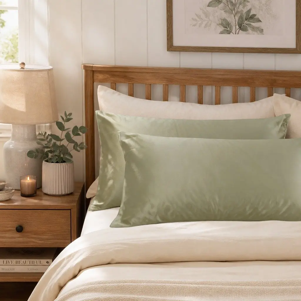 Mulberry Silk Pillowcase Sage 51x76cm Hypoallergenic Breathable