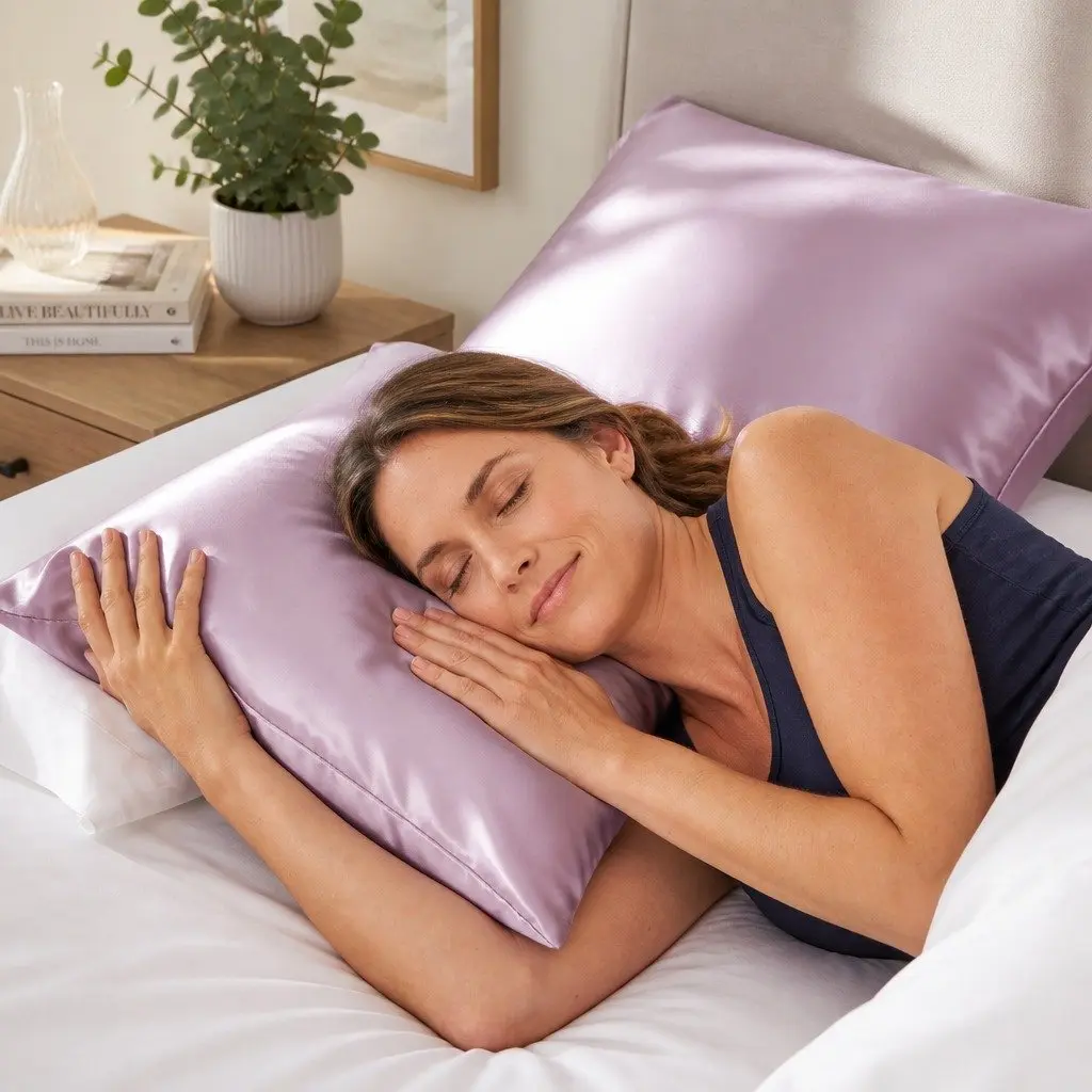 Mulberry Silk Pillowcase Lilac 51x76cm Hypoallergenic Breathable Twin Pack