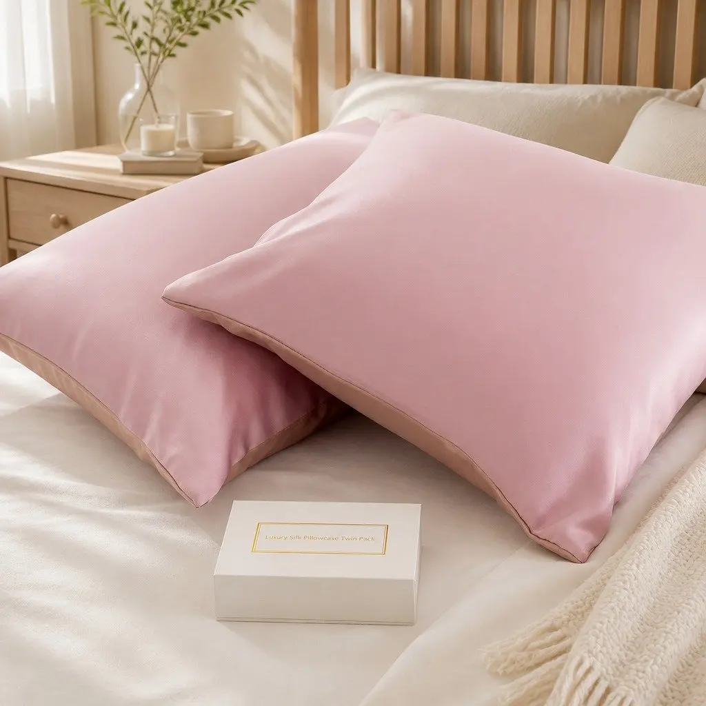 Mulberry Silk Pillowcase Lilac 51x76cm Hypoallergenic Breathable Twin Pack