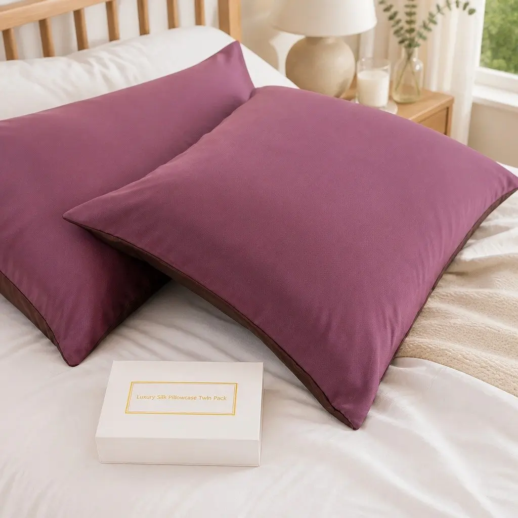 Mulberry Silk Pillowcase Twin Pack White 51x76cm Hypoallergenic Non-Slip Sleep Luxury Bedding