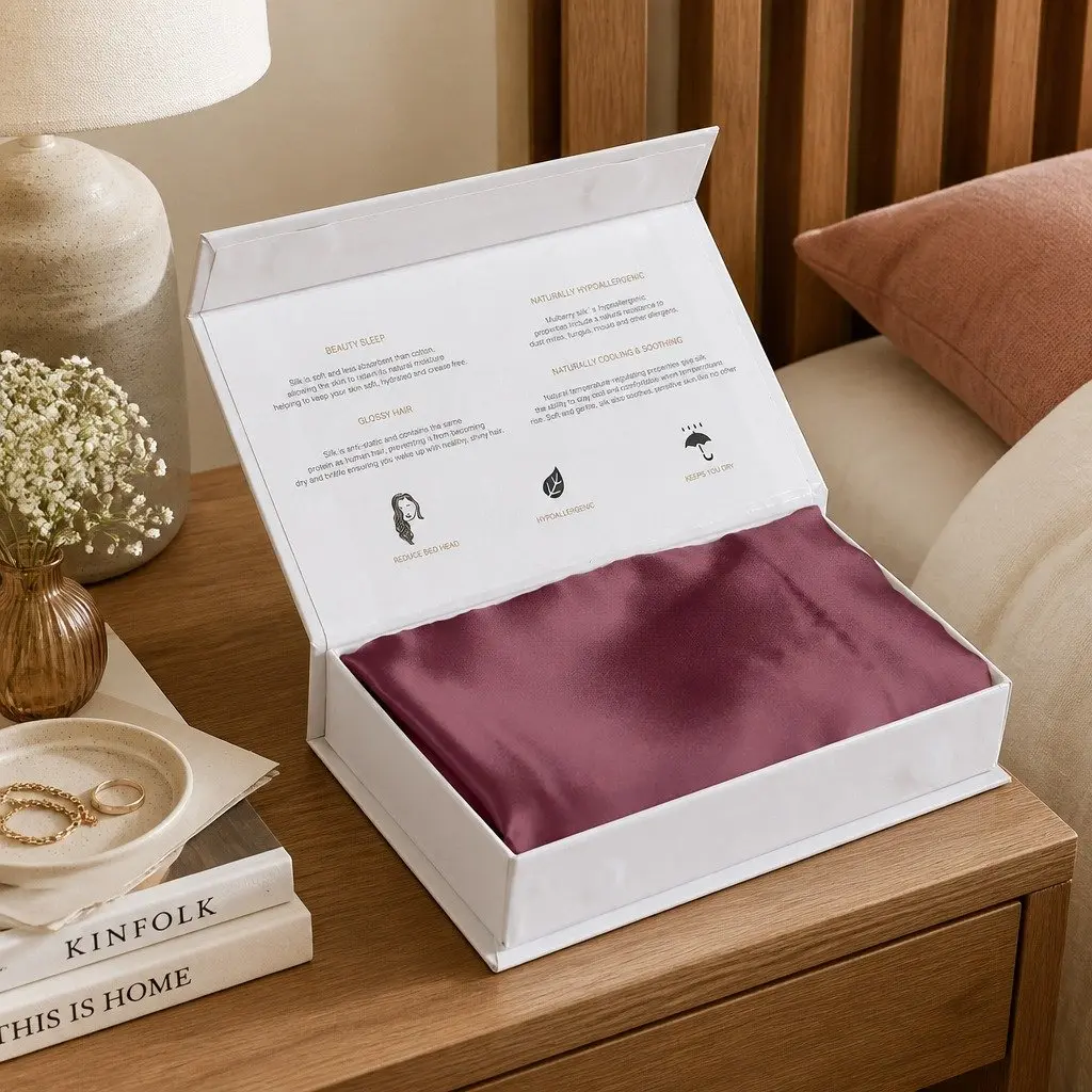 Mulberry Silk Pillowcase Twin Pack White 51x76cm Hypoallergenic Non-Slip Sleep Luxury Bedding