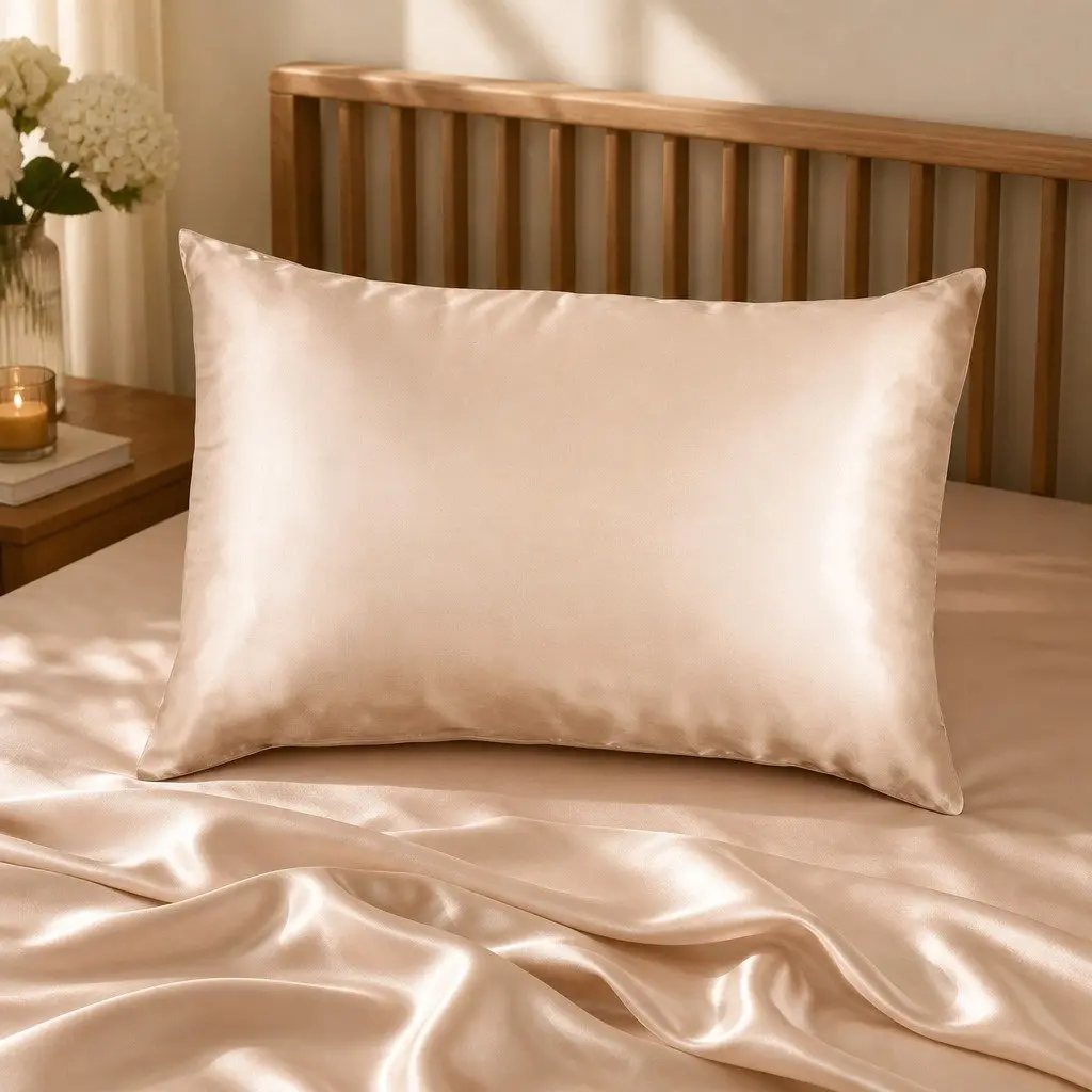 Silk Pillowcase Champagne Pink 51cm x 76cm Pure Mulberry Silk Dual-Sided Hypoallergenic Breathable