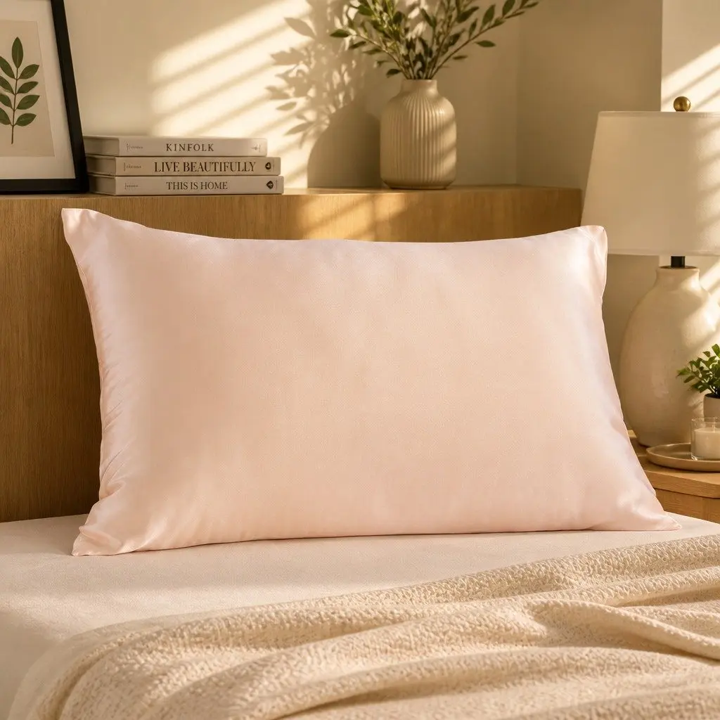 Silk Pillowcase Champagne Pink 51cm x 76cm Pure Mulberry Silk Dual-Sided Hypoallergenic Breathable