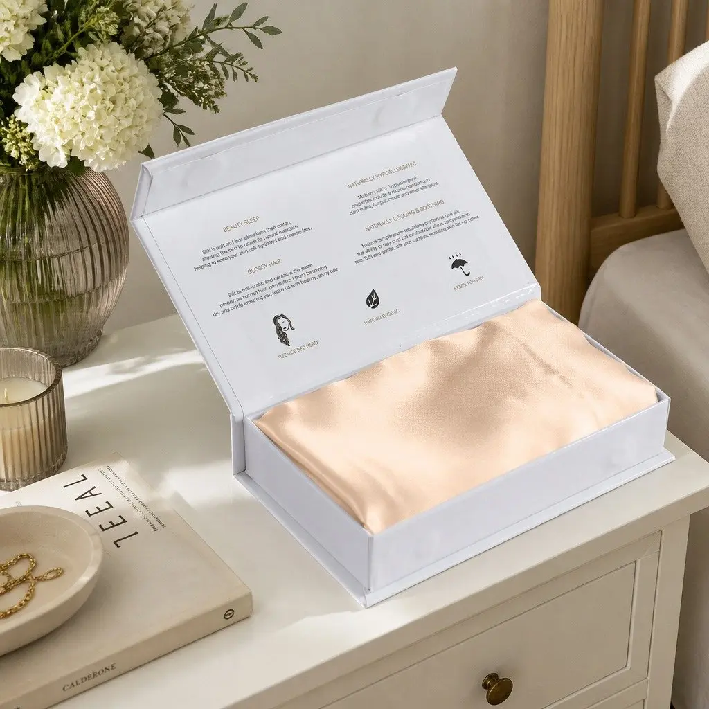 Silk Pillowcase Champagne Pink 51cm x 76cm Pure Mulberry Silk Dual-Sided Hypoallergenic Breathable