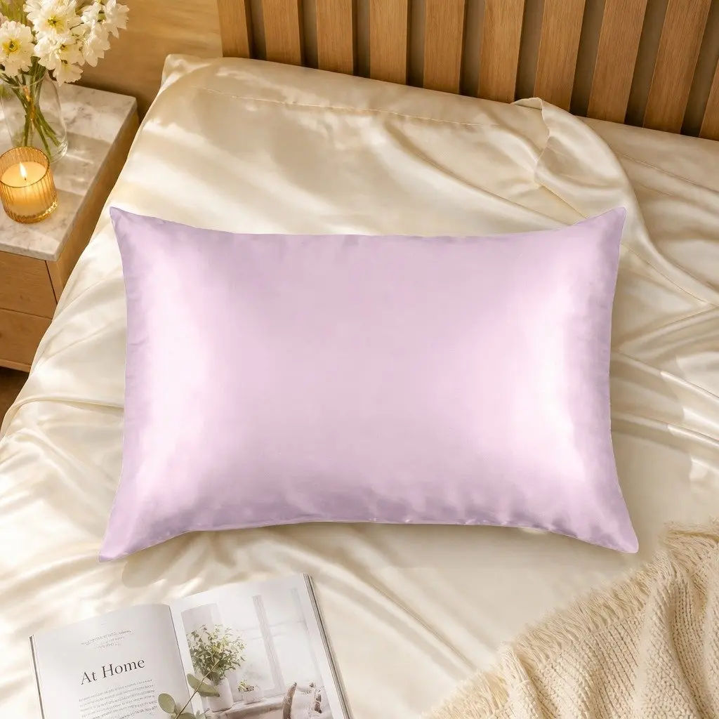 Silk Pillowcase Lilac Single Pack Pure Mulberry Silk Hypoallergenic Breathable Temperature Regulating