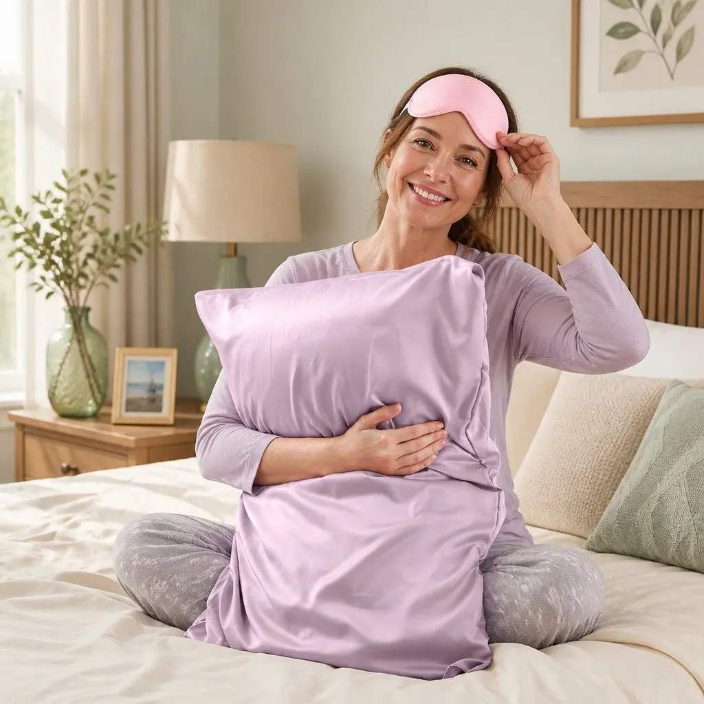 Silk Pillowcase Lilac Single Pack Pure Mulberry Silk Hypoallergenic Breathable Temperature Regulating