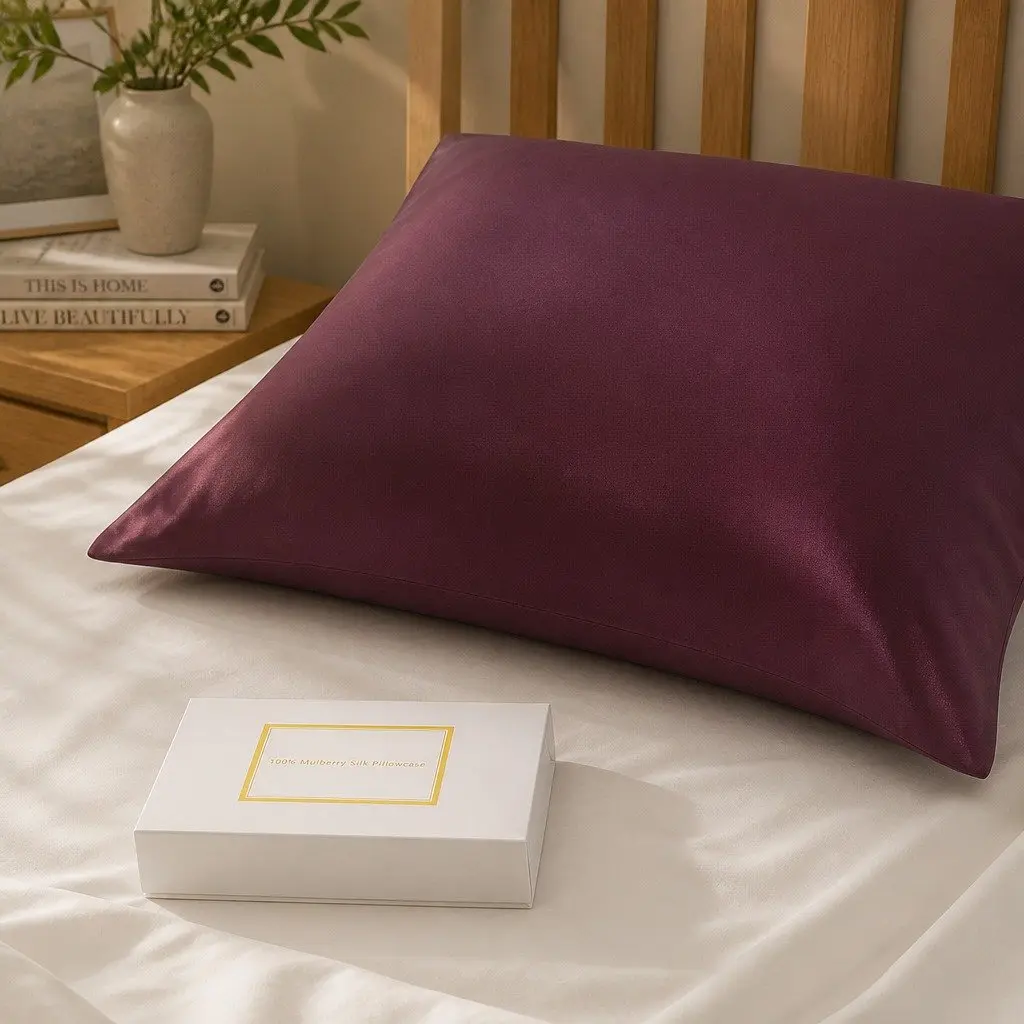 Silk Pillowcase Malaga Wine 51cm x 76cm Hypoallergenic Breathable