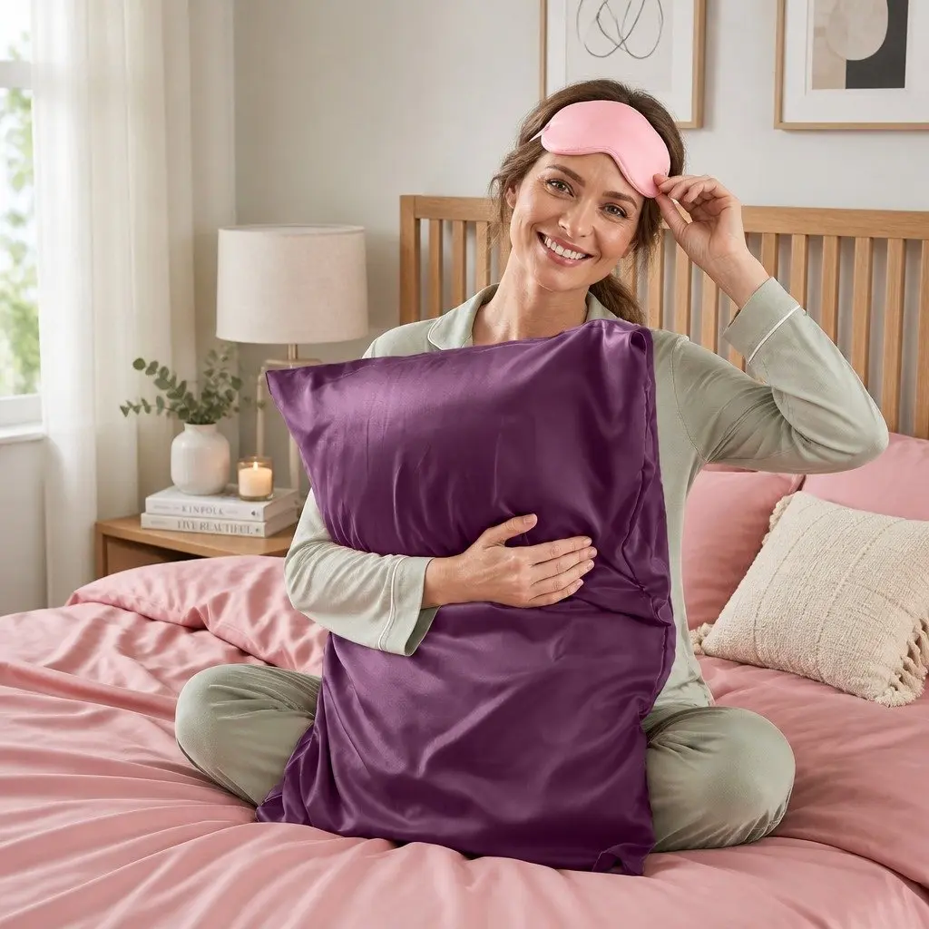 Silk Pillowcase Malaga Wine 51cm x 76cm Hypoallergenic Breathable