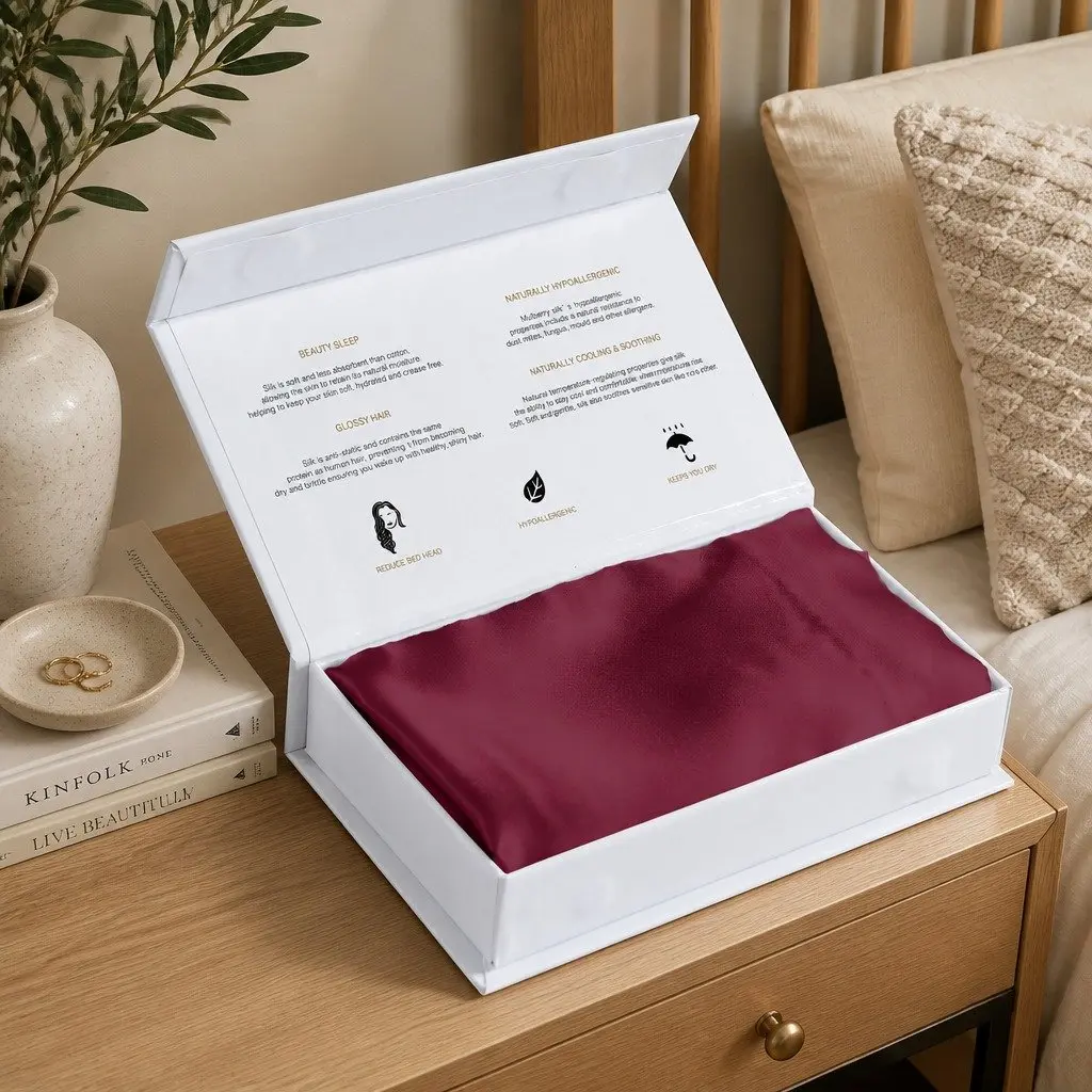 Silk Pillowcase Malaga Wine 51cm x 76cm Hypoallergenic Breathable