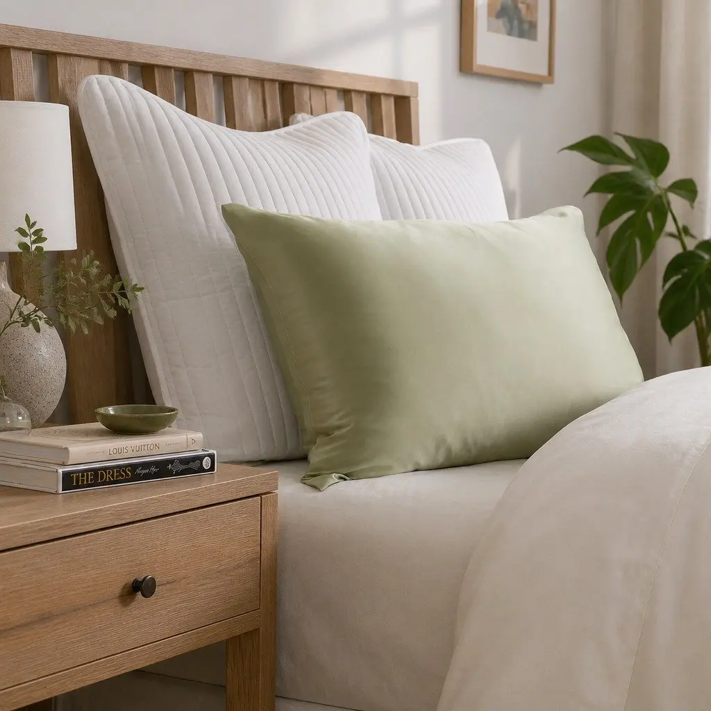 Silk Pillowcase Sage Single Dual-Sided Mulberry Soft Luxury Bedding Sleep Comfort