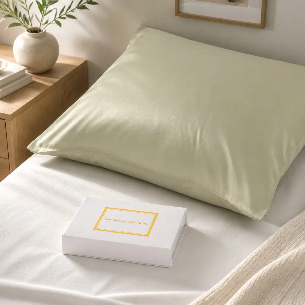 Silk Pillowcase Sage Single Dual-Sided Mulberry Soft Luxury Bedding Sleep Comfort
