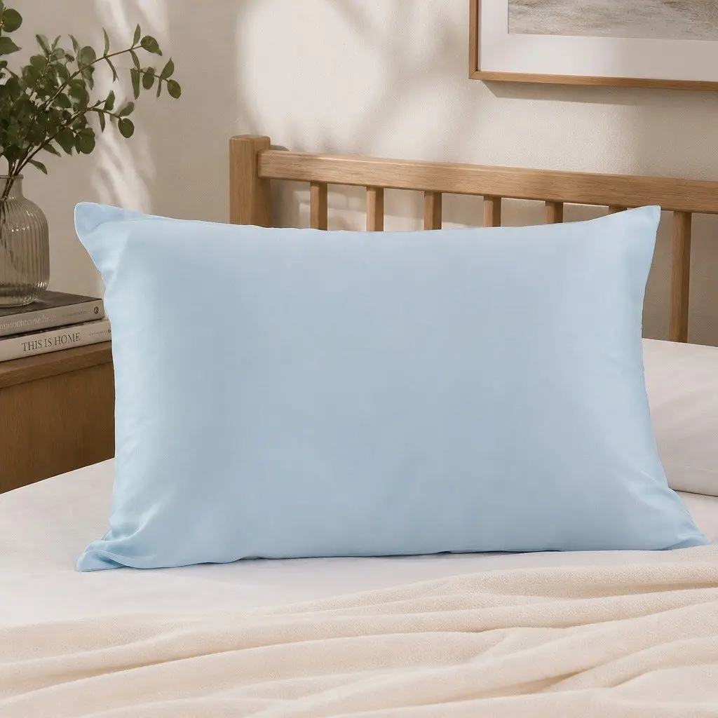 Silk Pillowcase Soft Blue Single Pack Dual-Sided Pure Mulberry Silk Hypoallergenic Breathable