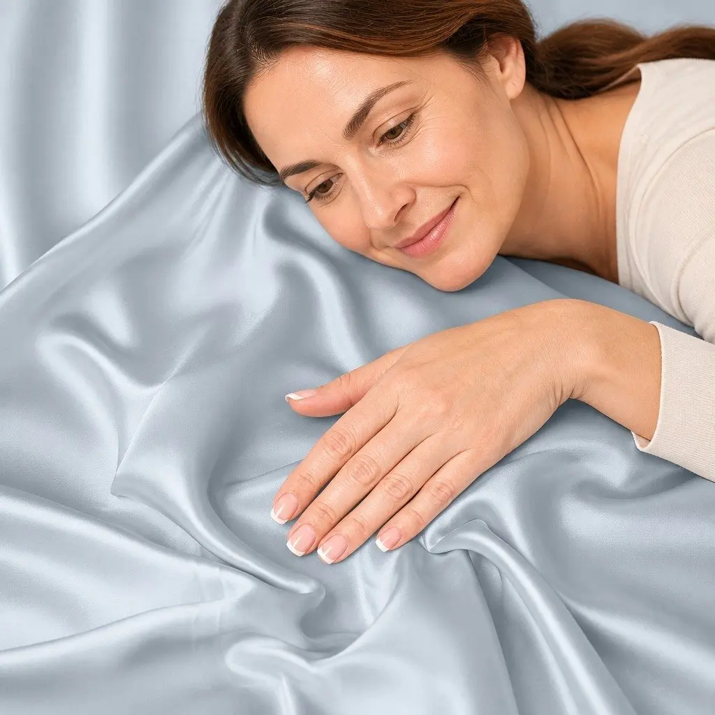 Silk Pillowcase Soft Blue Single Pack Dual-Sided Pure Mulberry Silk Hypoallergenic Breathable