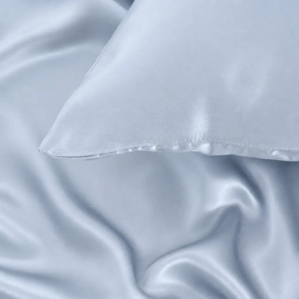 Silk Pillowcase Soft Blue Single Pack Dual-Sided Pure Mulberry Silk Hypoallergenic Breathable