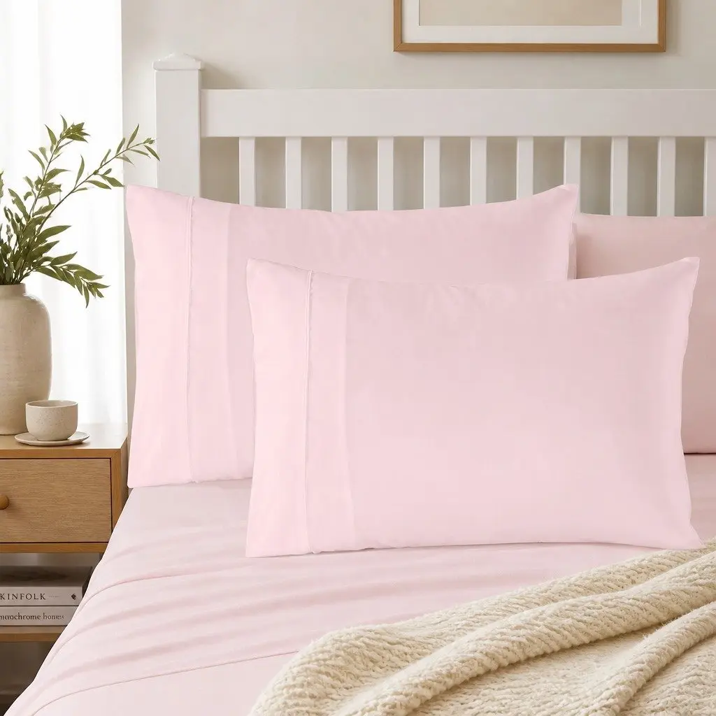 Sheet Set Soft Pink 1200TC Ultrasoft 4 Piece Satin Microfibre Deep Pocket